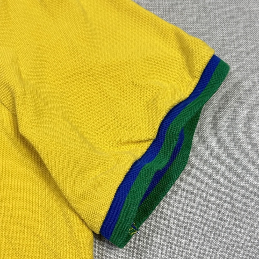 Polo Ralph Lauren Brasil Polo Shirt Mens Large Yellow 100% Cotton Graphic Logo - Picture 7 of 13